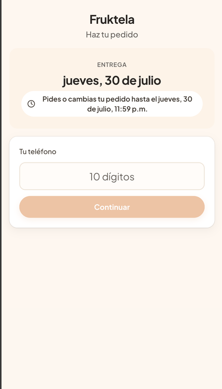 El cliente entra con su número de teléfono